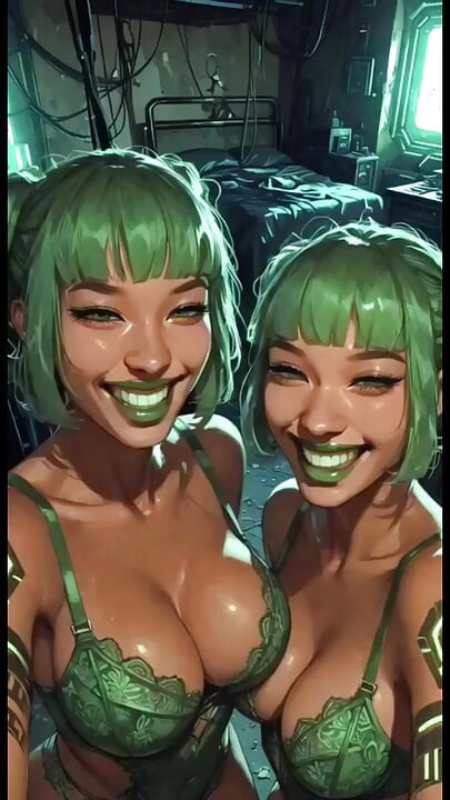 Hot Sexy Lesbians Tongue and Kiss Fetish, Ai Animation