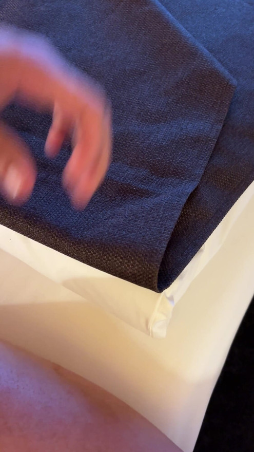 Sweet German boy jerks off early in the morning in the hotel room and squirts on the bed | Clip 1