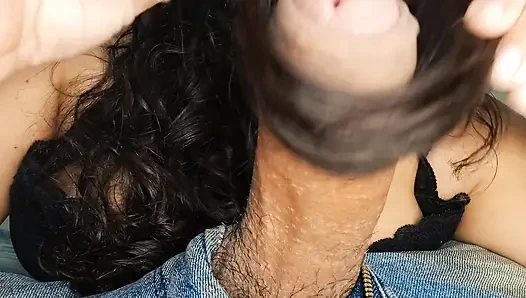 My stepsister found it exciting to masturbate me with her beautiful brown hair.