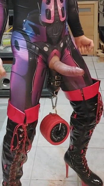 Key moment from "Extreme Nipple Pump Tit PIG CBT Ball Weight Milking Cum"