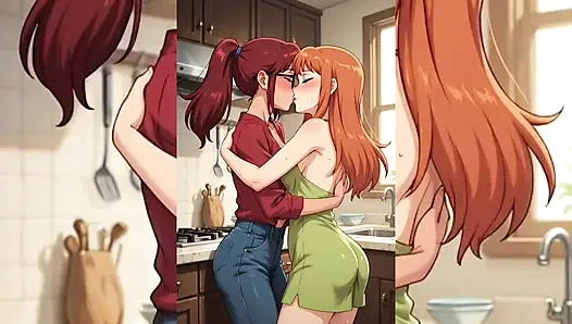 Ai toon lesbian super nakal - softcore grup ciuman lidah