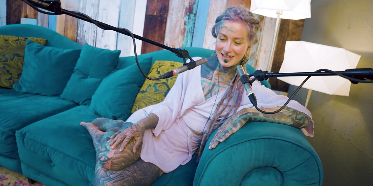 I talk about A - authentic - ASMR - Podcast - Talking - tattoo girl model goth punk dreadlocks