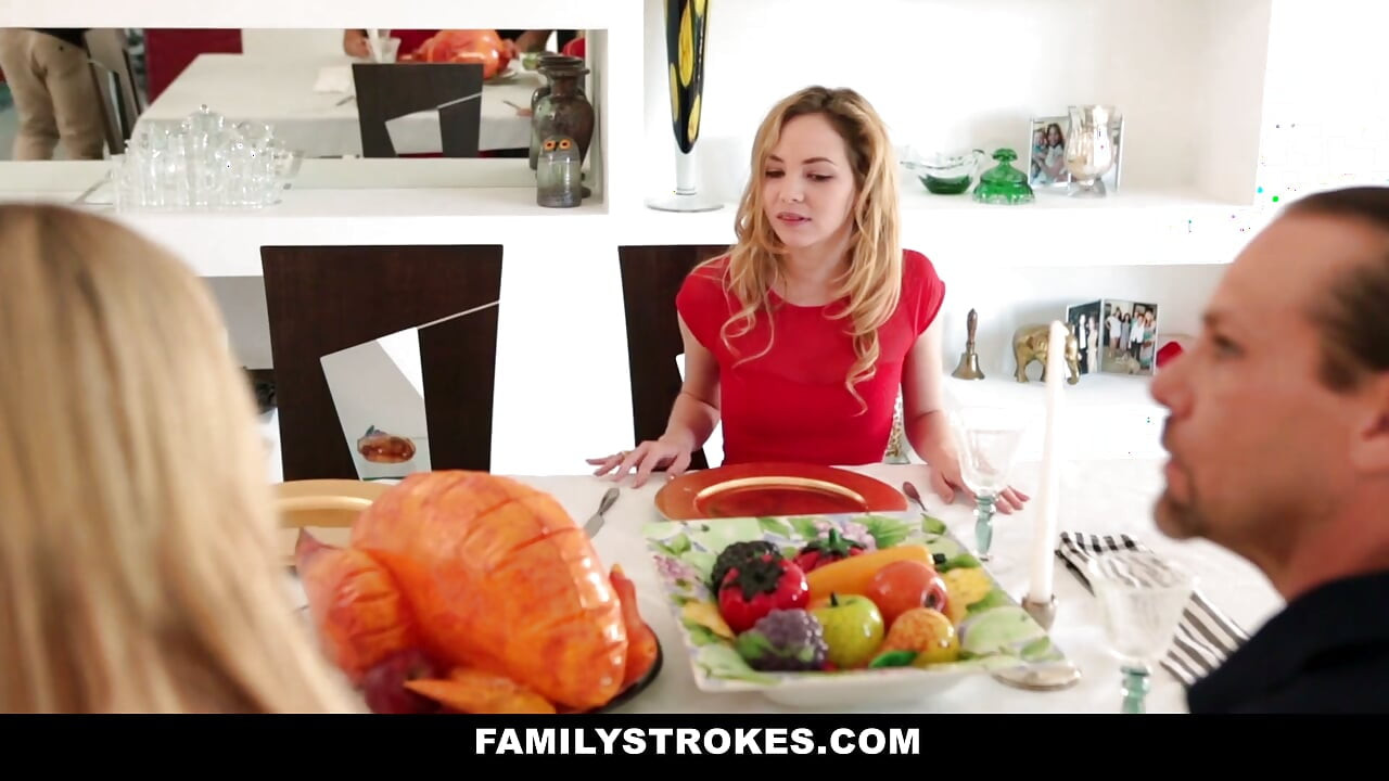Jerked off by stepsis while giving thanks at stepfamily dinner
