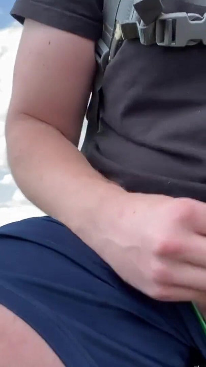 Key moment from "Huge cumshot while cycling, public masturbation"