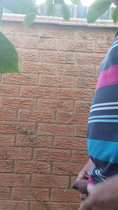 Needing a piss in the garden.