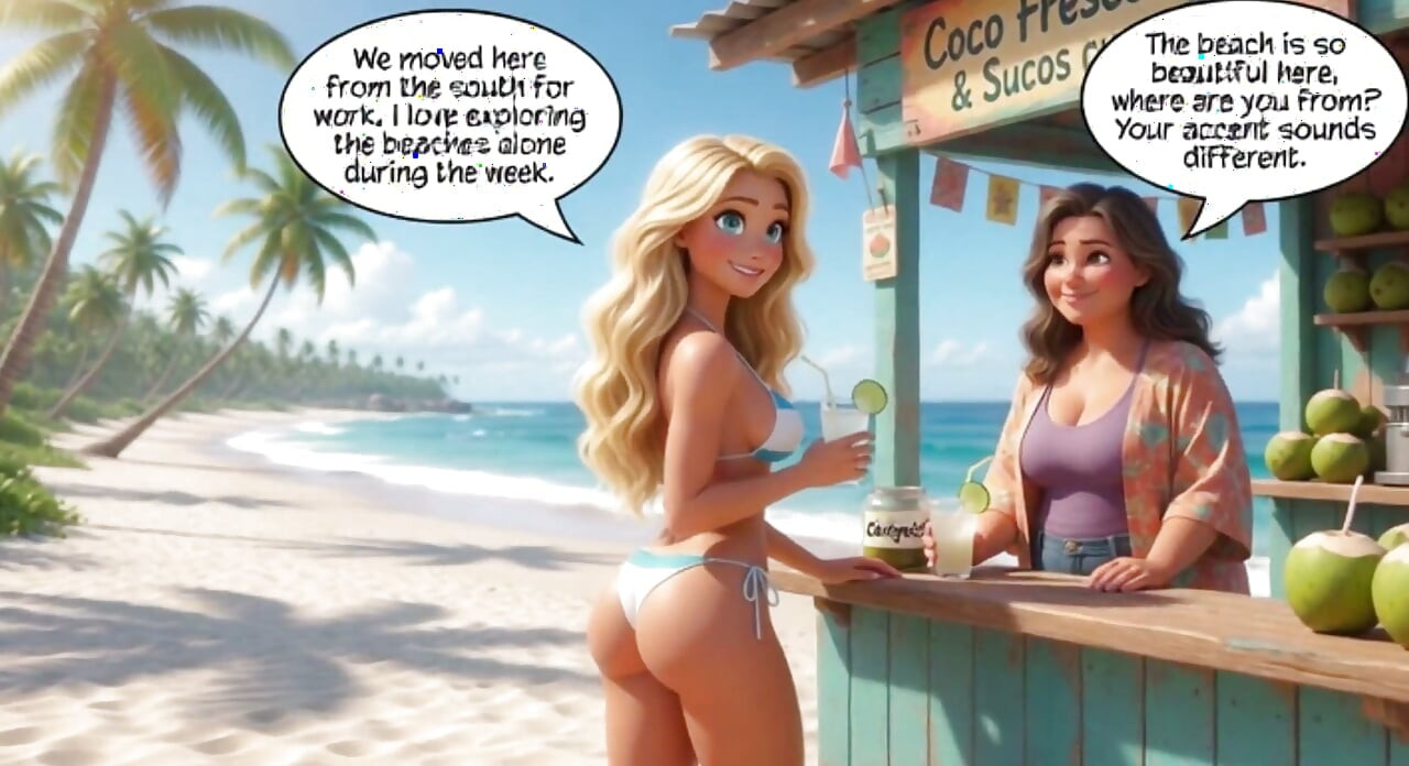 Married Blonde's Beach Tease Becomes Wild House Game with Husband and Young Men (ai Generated)
