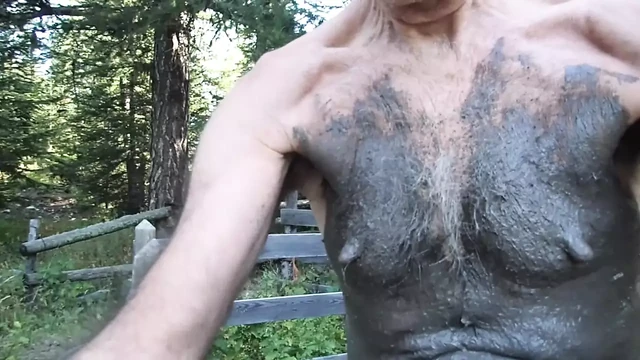 mud and fresh bath in montain hike