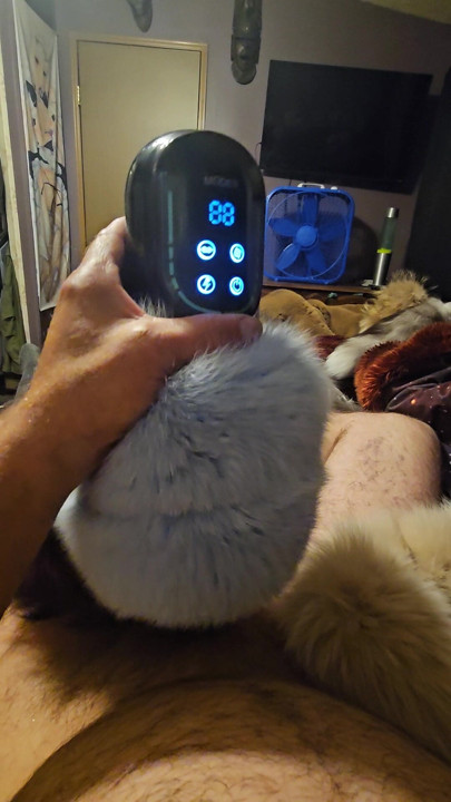 Fur fetish penis pump furry masterbator cum collector
