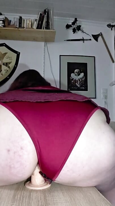 Curvy Angy had to ride the big dildo again.