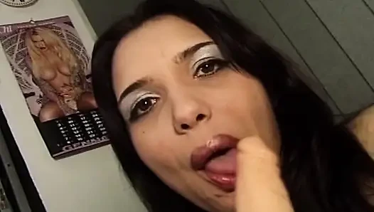 Horny MILF Deepthroats Huge Dildo and Stuffs Hairy Pussy