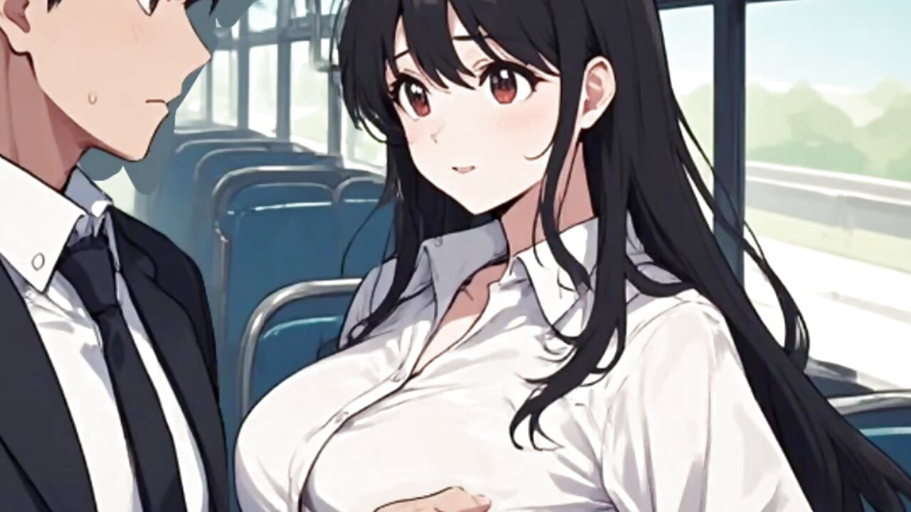 Anime menina seduzindo homem com trem