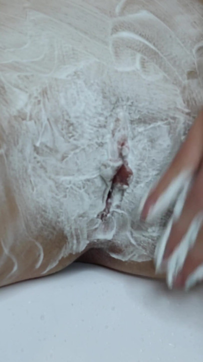 Shaving a hairy pussy with a trimmer and a razor with shaving foam! Close-up! | Clip 3