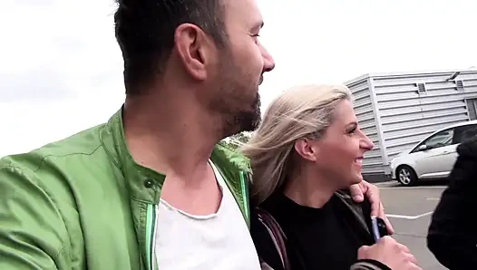 Stunning tattooed blonde fucked outdoor by a big black cock