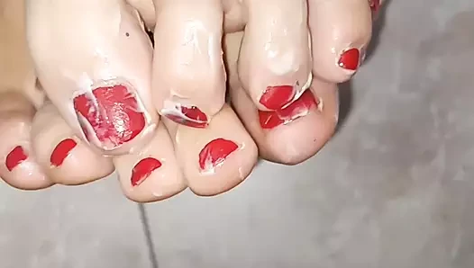 fake cum on feet...foot lovers