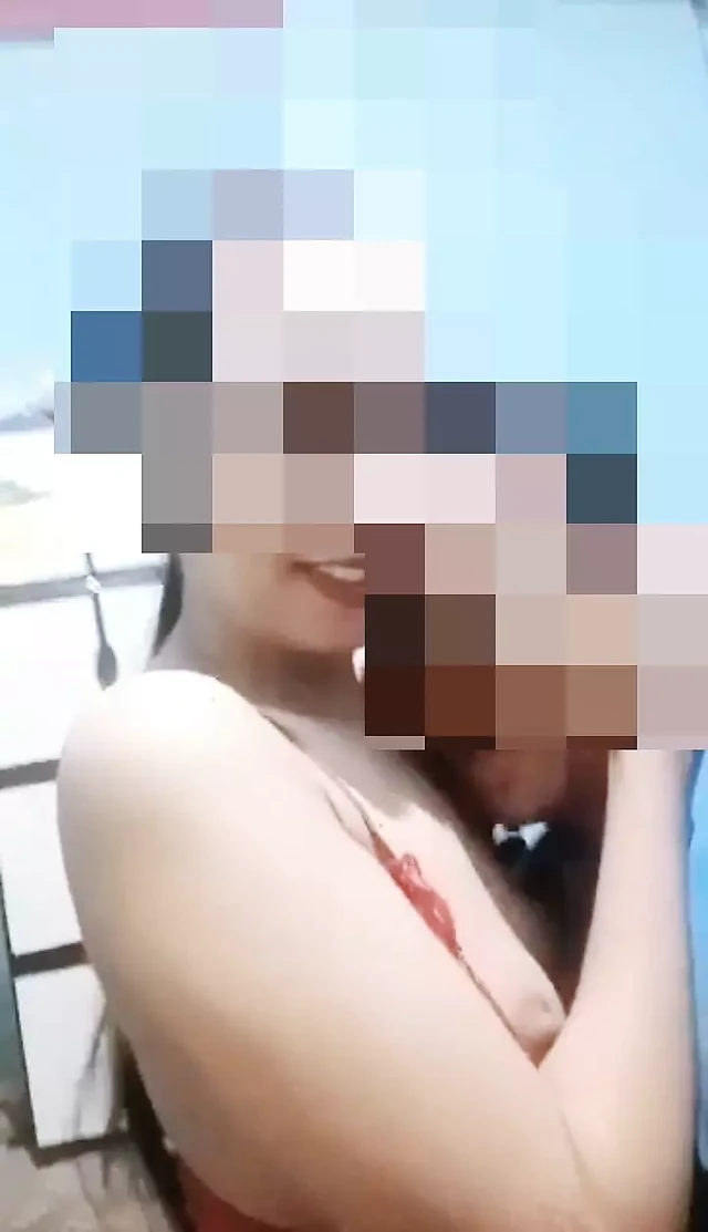 My Neighbor Shows Off Red Lingerie Crot Inside