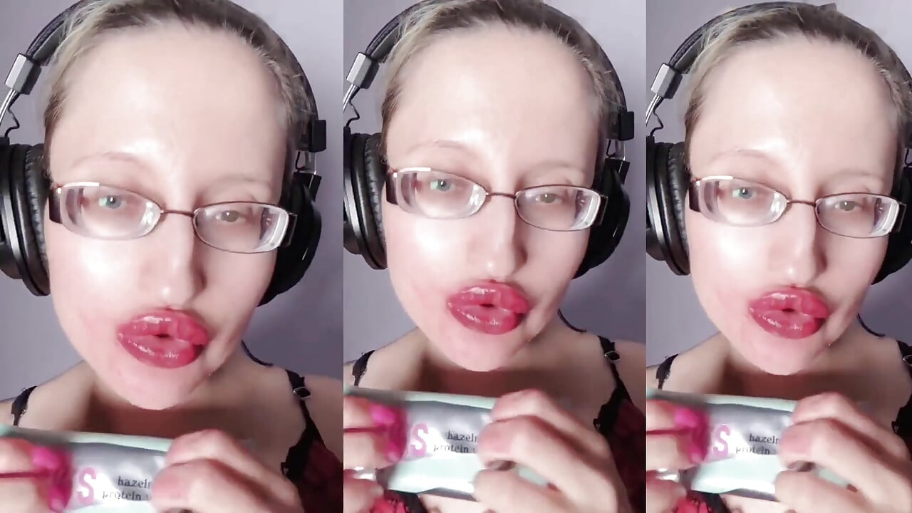 Asmr Sweet Chocolate Makan- Asmr, cermin mata, gergasi, gincu, bibir besar, mulut, fetish muka, kuku panjang