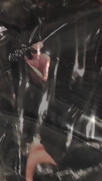 Emotional moment from "Crossdresser Latex Fetish Pissing"