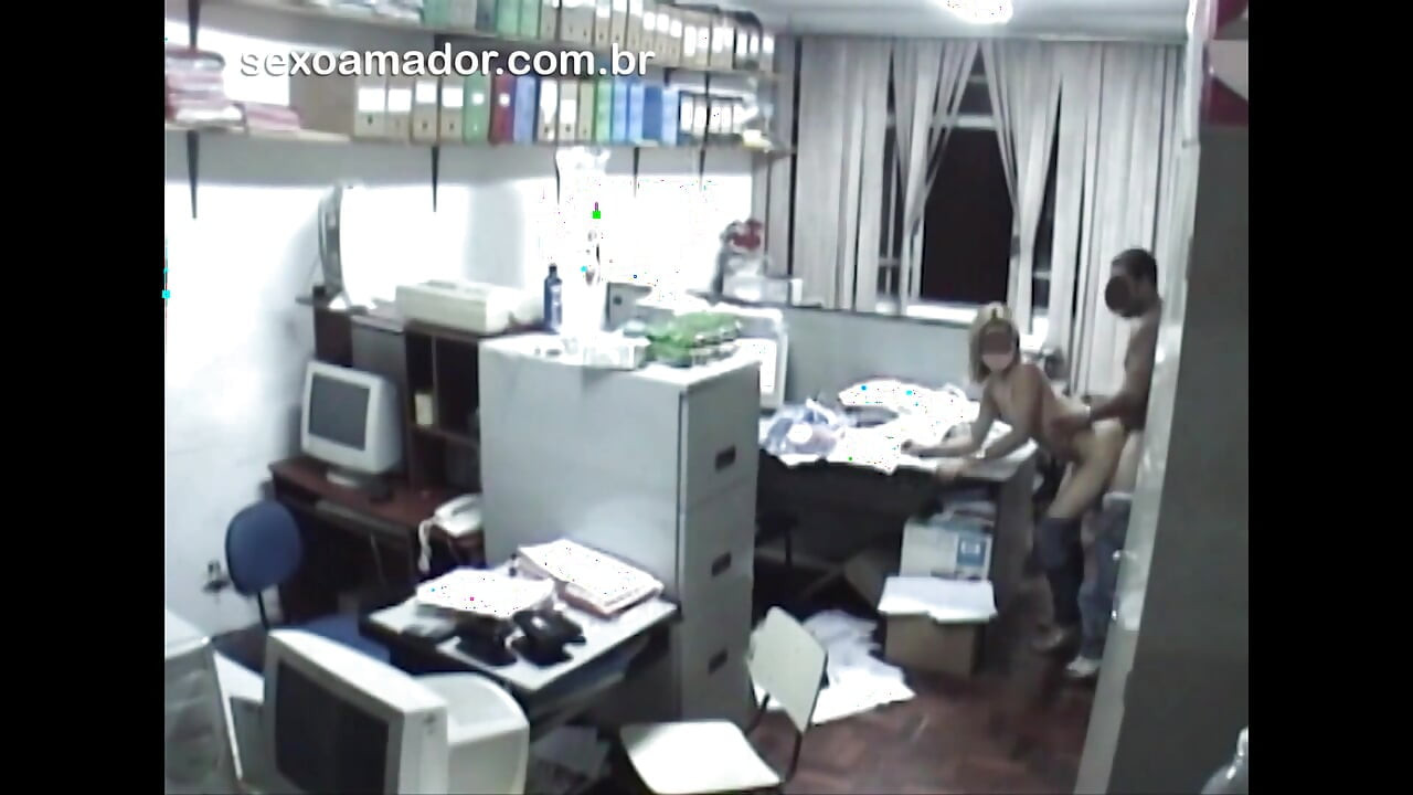 Horny employees having sex in the office after hours