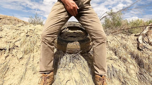 Spraying Piss During Field Work