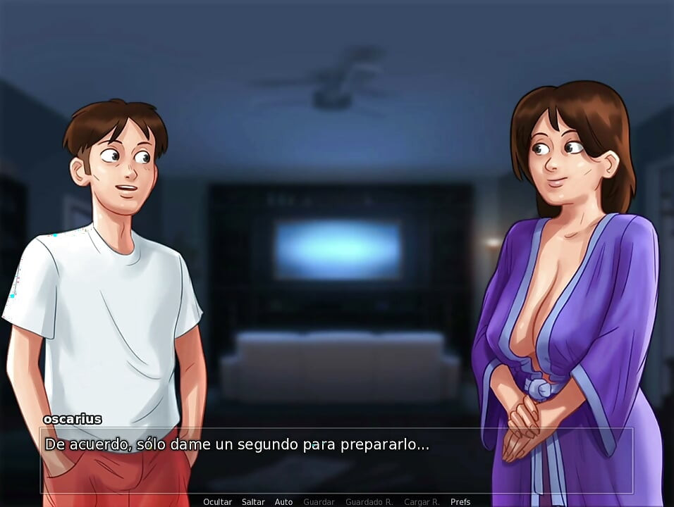Atrapé a mi madrastra desnuda y me pidió que la ayude a masturbarse - summertime saga