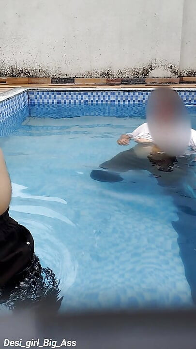 A Hot Couple's Risky Fun in the Swimming Pool.