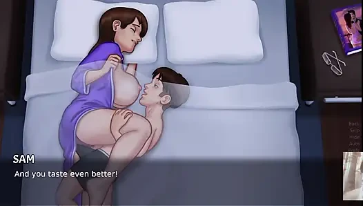 Orta yaşlı seksi üvey anne bunu beklemiyordu!! Büyük memeli üvey anne geceleri yatakta sikiliyor