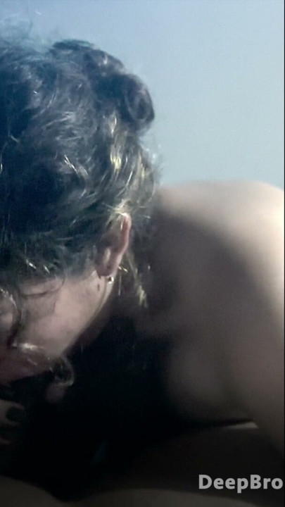 Curly brunette really loves suck my cock