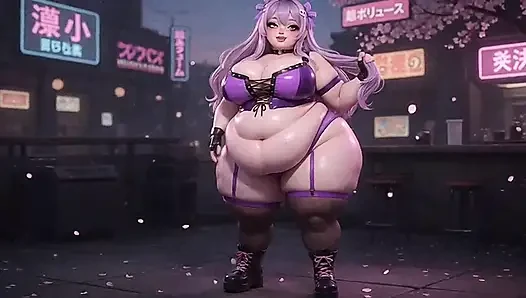 İri güzel kadın anime hatun mor tangayla büyük götünü sallıyor