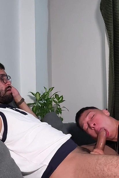 Sexy Twink Jacobo Torres Sucking Hot Daddy Camilo Brown's Big Uncut Cock