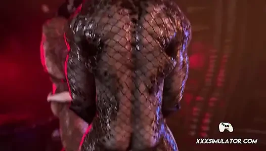 Sci-fi-hottie wird festgehalten und von monstern in jedem loch in dieser parodie, creampie hölle gefickt