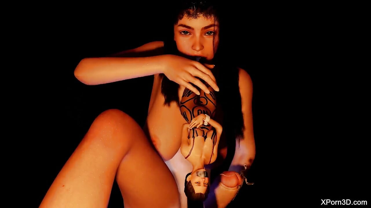 Futa giantess menggunakan gadis futanari sebagai dominasi futanari mainan seks