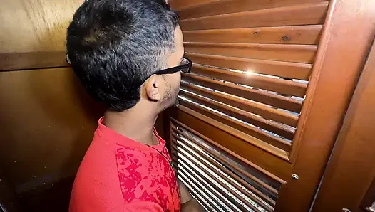 Watching my horny stepdaughter in her closet after getting out of the shower, I catch her secretly fucking her Latino stepbrother.