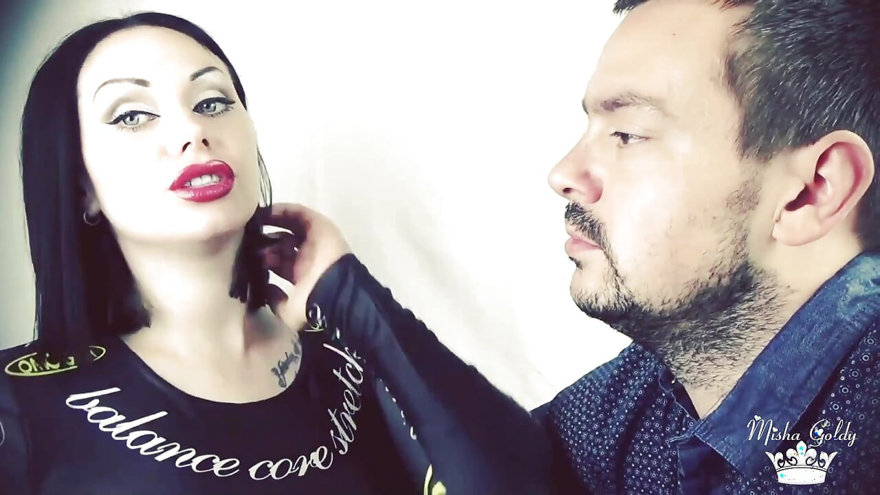 Covering Alex with red shiny lipstick kisses all over his face!