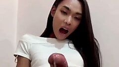 Thai Fembaby shoots load across her face