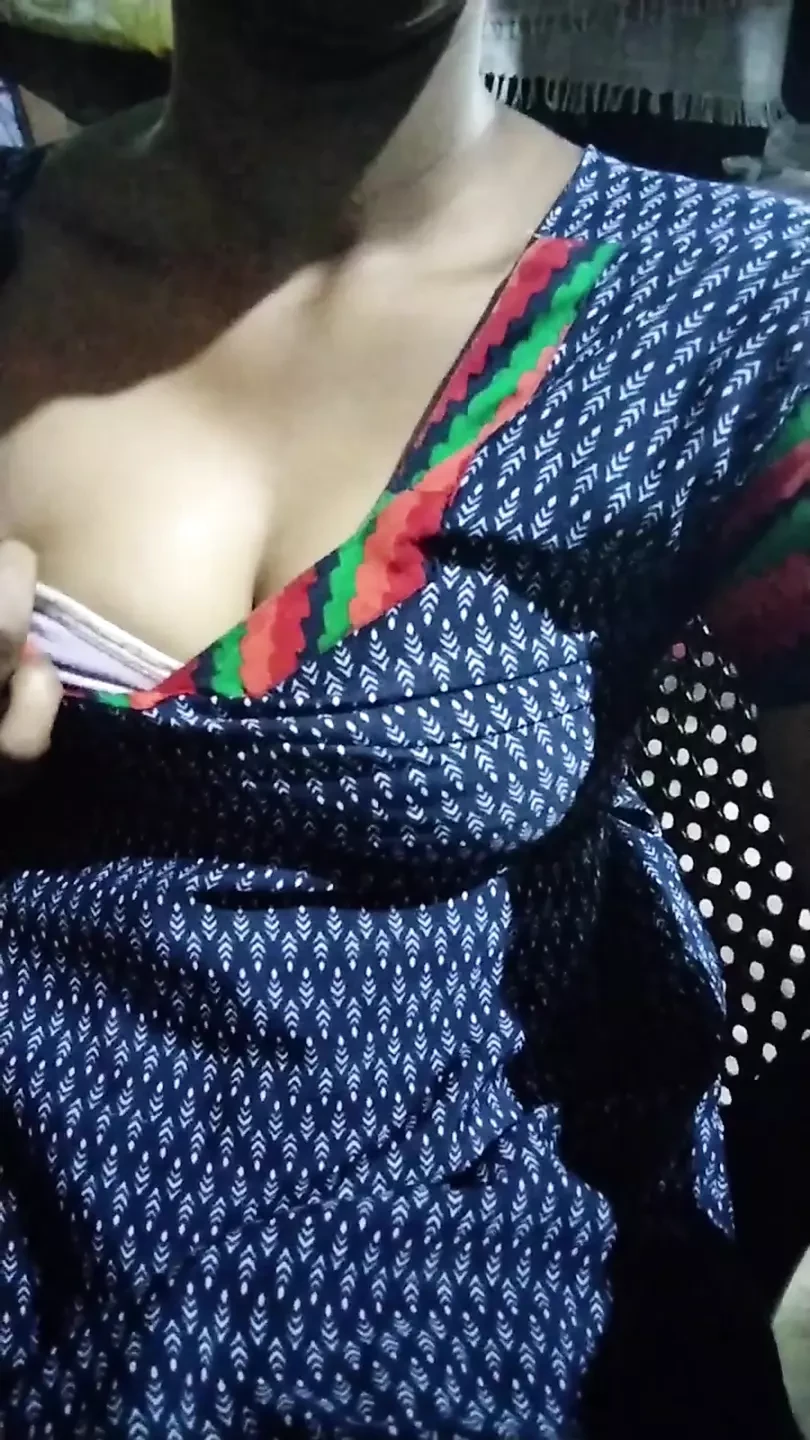 South Indian Beauty Massaging Her Hot Boobs with Oil