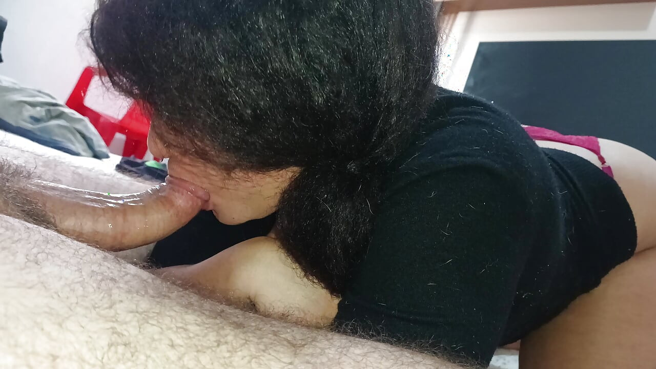 SHE SUCKS HARD ON THIS COCK, SHAKING AND DEVOURING IT WITH HER BLOWJOB