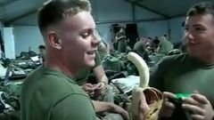 Str8 fun play - soldier deepthroats a banana