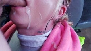 Chantelleslut37 cumdump facial on the roadside