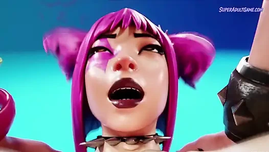 Ее подругу взхлохнул массивный член в теме Fortnite - 3D фута-анимация