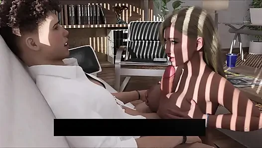 Orta yaşlı seksi kadın doktor Anna ofisinde 18 artı adama meme ve sakso çekiyor