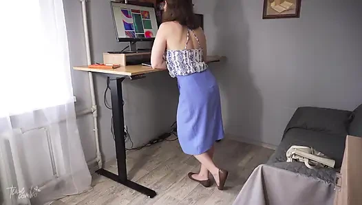 Watching Coworkers Legs in Slit Skirt