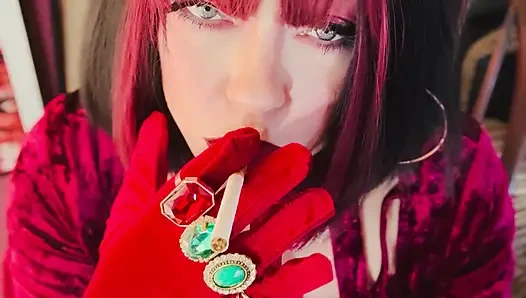 Velvet und Zigaretten! Tina Snua Kette raucht 2 Cork 100 Zigaretten - Driftende OMI OME Snaphals-Raucher