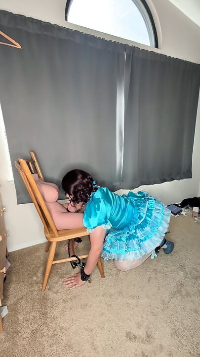 Sissy Maid Gets Her Collar Locked to Her Doll's Cock!