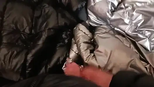 Down Jacket Fetish - Playing and Cumming on Her Shiny Puffer Jacket