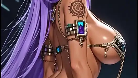 Cyberpunk kız zıplayan göt (ai animasyonu)