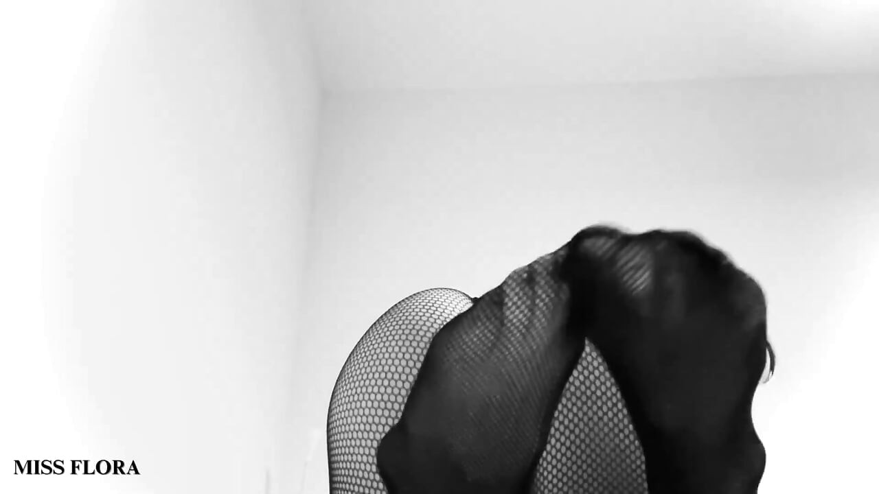 Fishnet Tights Tease in Black and White