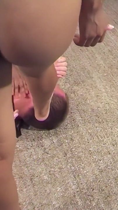 Two Thin Black Ladies Put Feet Pussy and Assholes Over His Wimpy Face