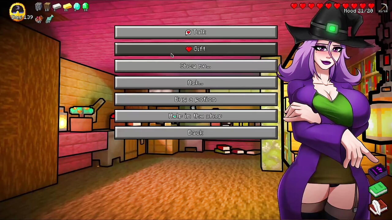 Cachonda parodia de Minecraft steve follando bruja con poción de fuerza.