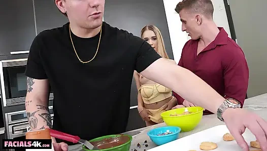 Cum Slut Invites Two Cocks To Taste Her Cookie And Glaze Her Face