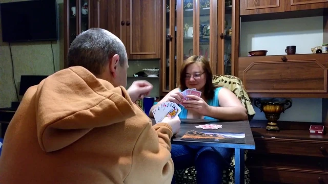Lost at Cards, but Finished All Over Her Face!
